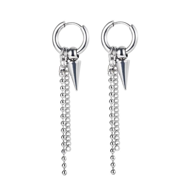 Korea Fashion Tassel Chain Stainless Steel Awl Earrings