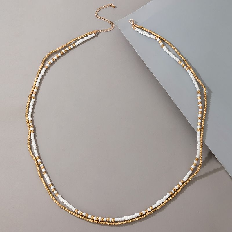 Retro Golden Handmade Round Beaded Necklace