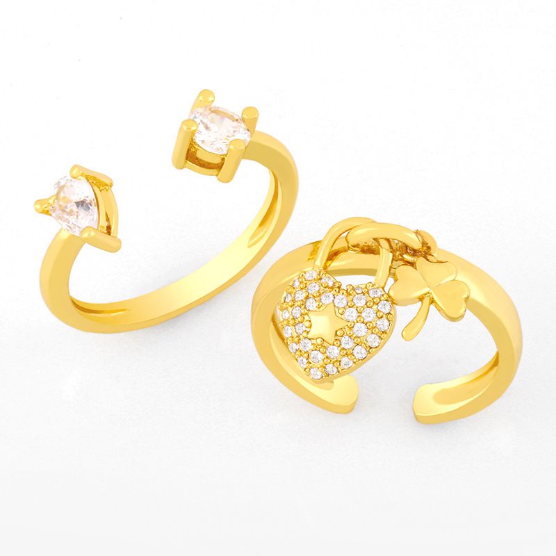 Retro Simple Clover Heart-shaped Open Ring
