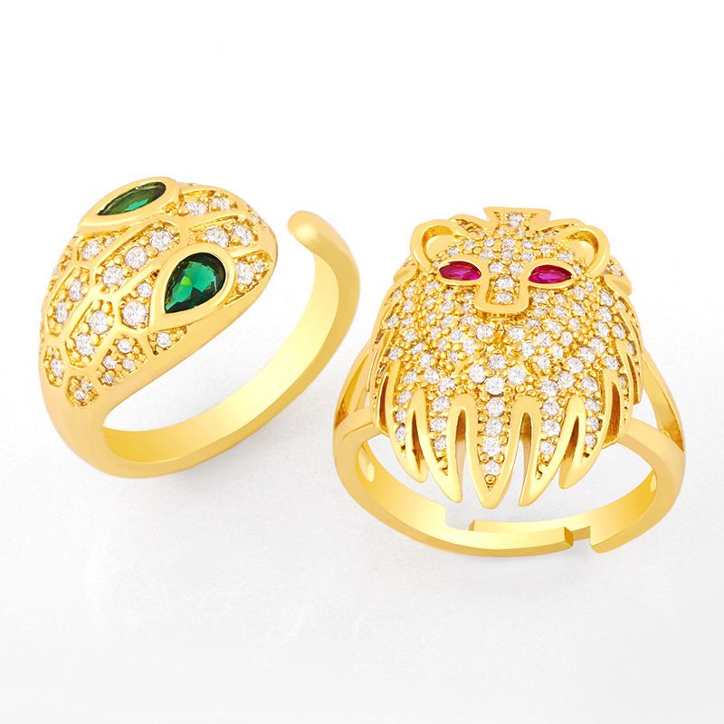Fashion Lion Head Exaggerated Opening Ring