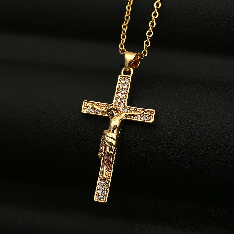 Retro Jesus Cross Pendant Copper Necklace