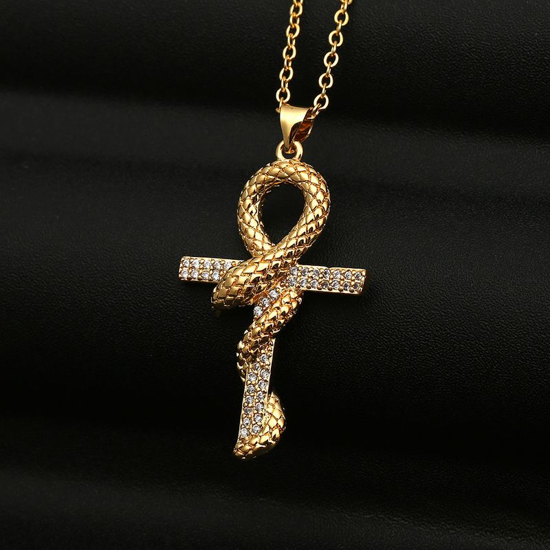 Snake Cross Pendant Necklace