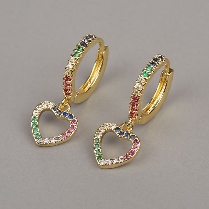 Fashion Copper Color Diamond Love Earrings
