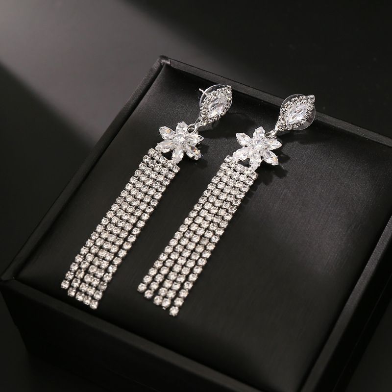Fashion Full Diamond Tassel Earrings