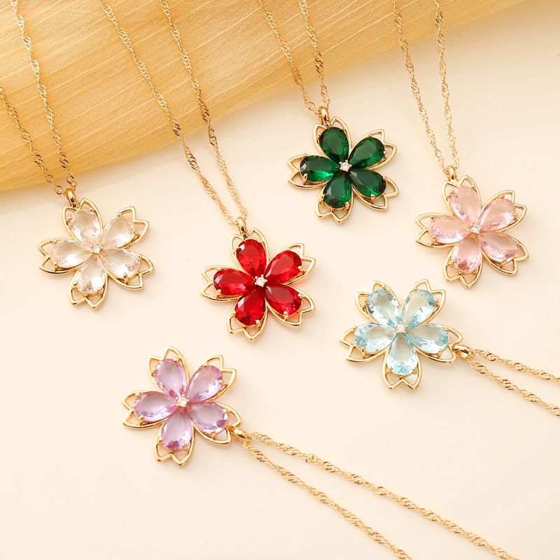 Alloy 18K Gold Plated Fashion Plating Flower Necklace