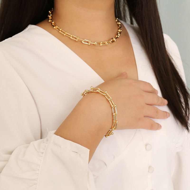 Geometric Metal Fashion Necklace Bracelet
