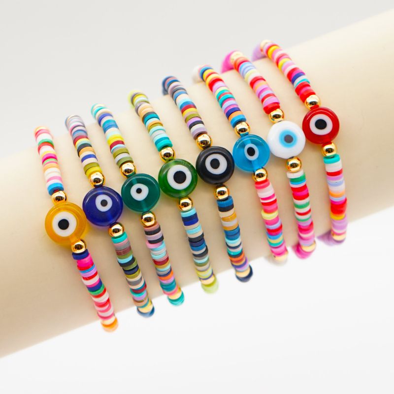 Bohemian Multicolor Glazed Eye Beaded Bracelet