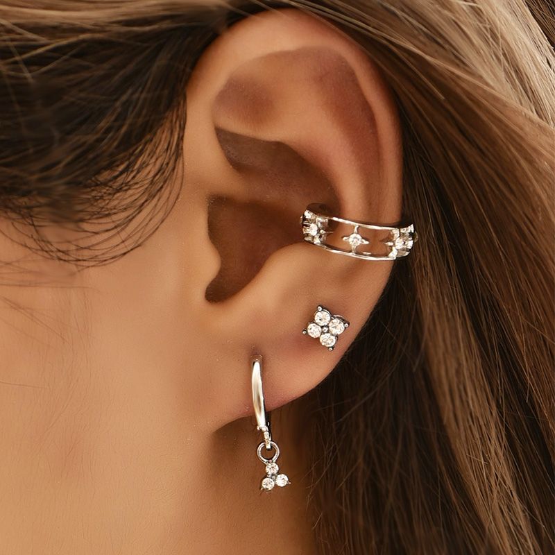 Fashion Simple Full Diamond Ear Clip Set