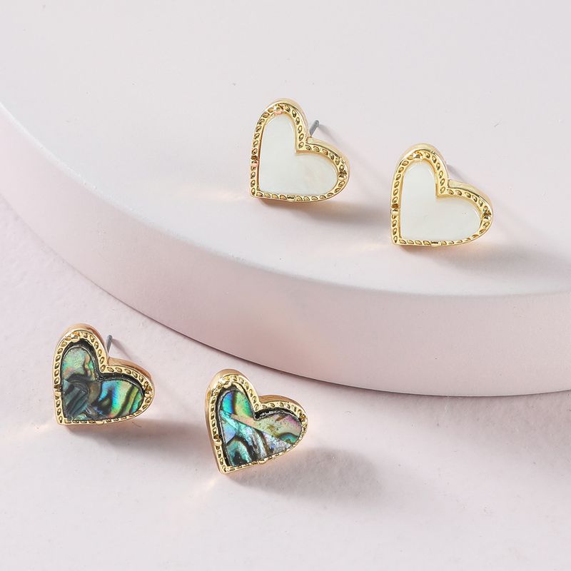 Fashion Simple Peach Heart-shaped Abalone Shell Earrings