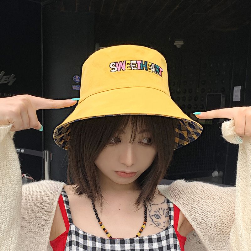 Double-sided Lattice Letters Fisherman Hat