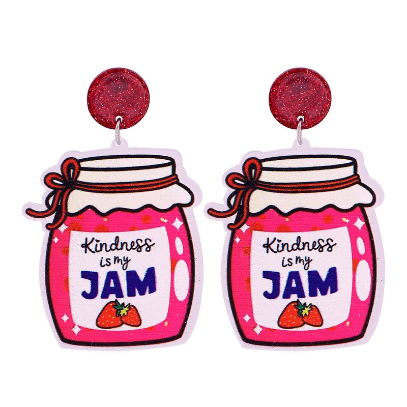 Geometric Pink Jam Canned Pendant Earrings