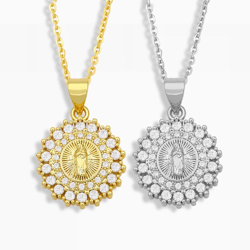 Creative Diamond-studded Madonna Pendant Necklace