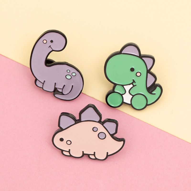 Nouvel Ensemble De Broche De Dinosaures Couleur Bonbon Mignon De Bande Dessinée