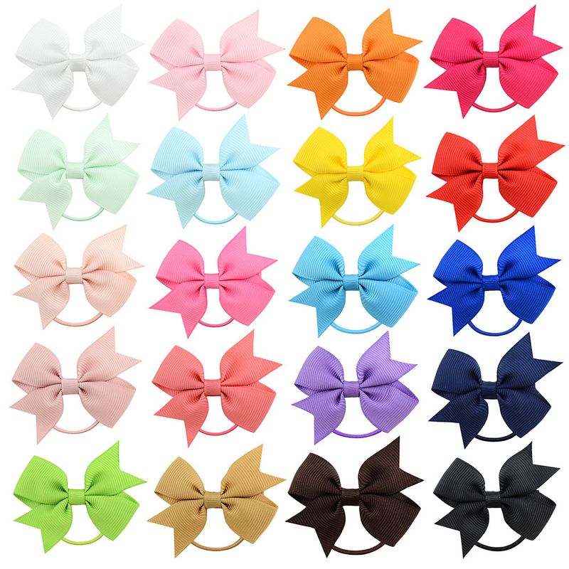 Children's Fashion Bows Pure Color Hair Ring Set