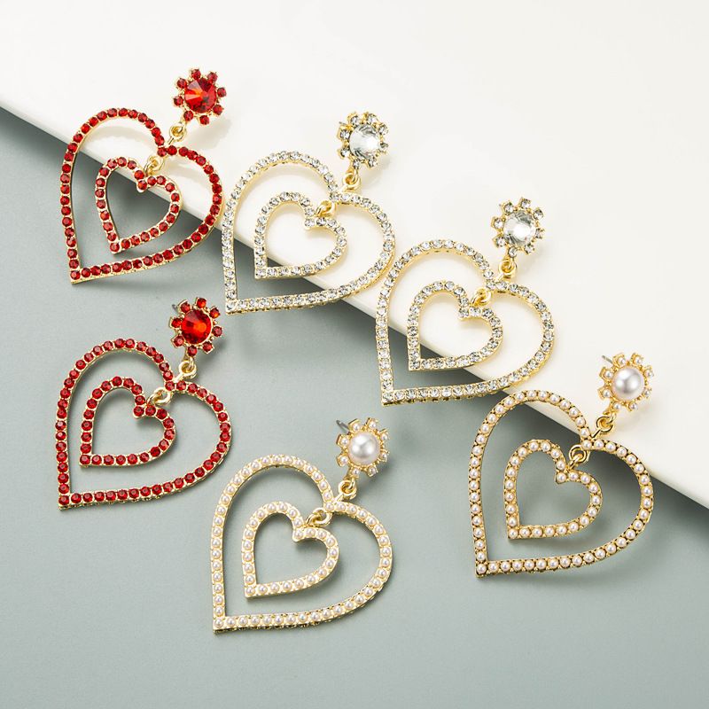 Creative Hollow Double Heart-shaped Earrings