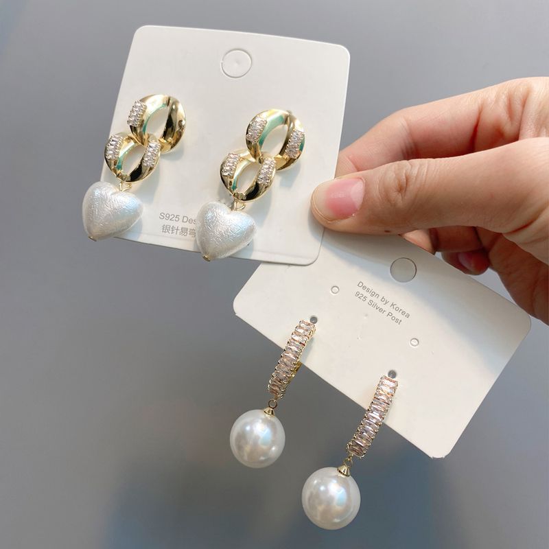 Aretes De Perlas De Circonitas Con Diamantes Coreanos