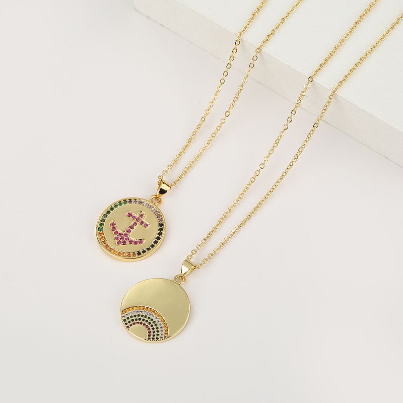 New Fashion Copper Anchor Rainbow Pendant Necklace