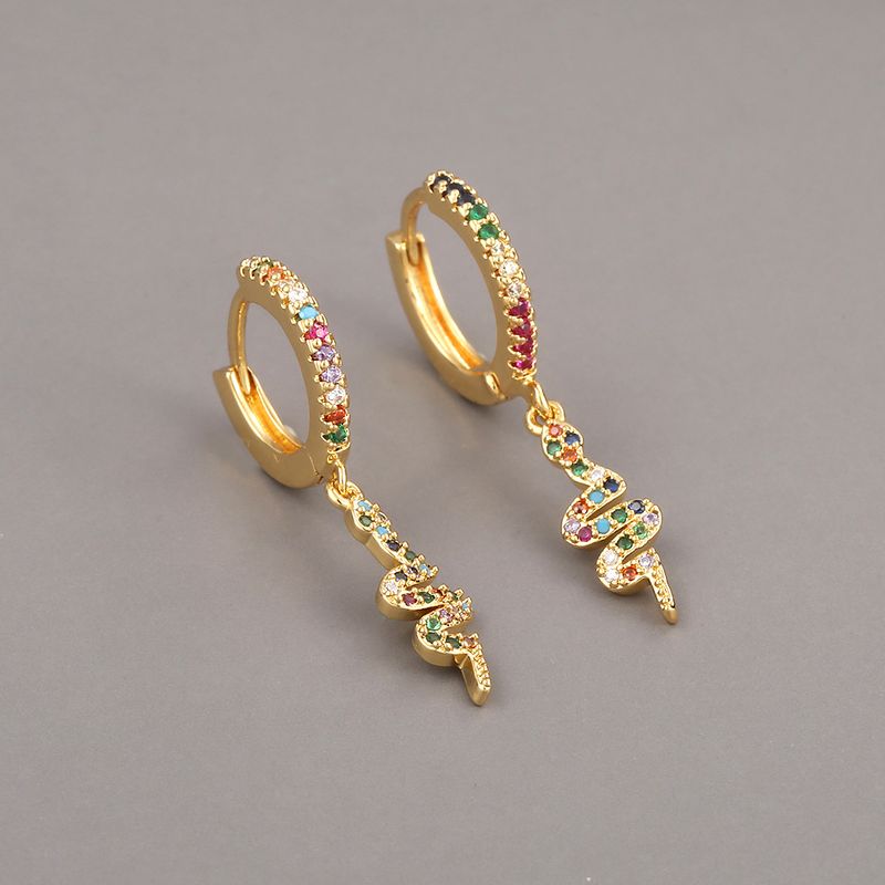 Boucles D&#39;oreilles À La Mode Serpent Zircon Coloré