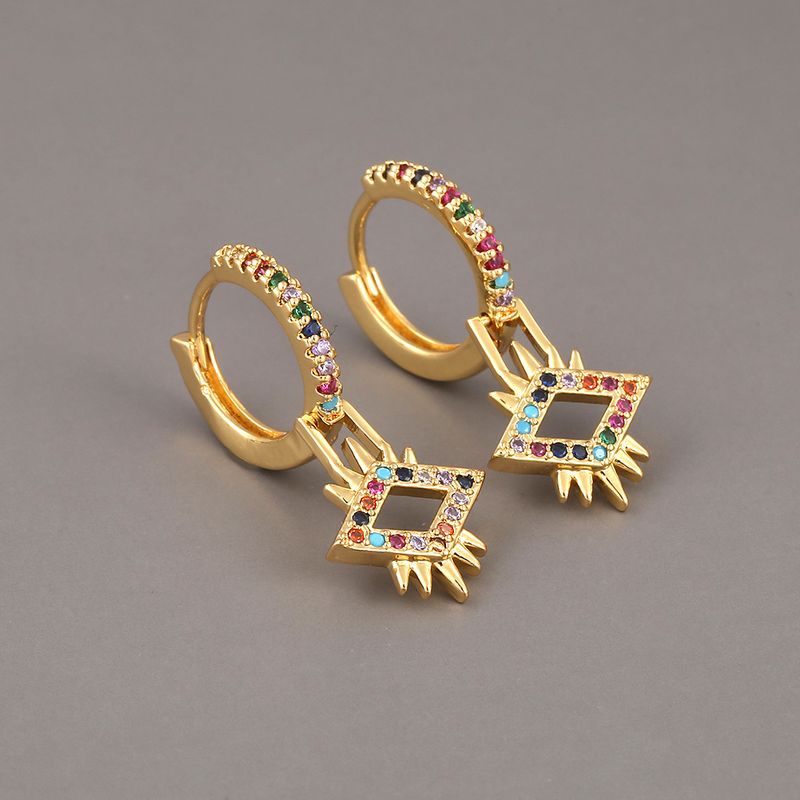 Fashion Geometric Color Zircon Earrings