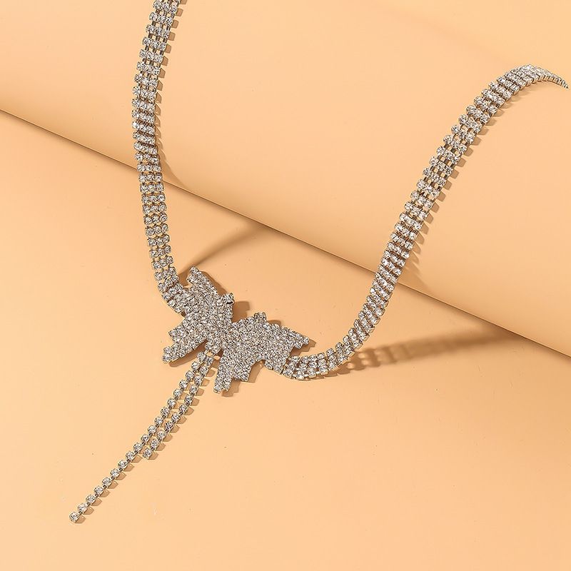 Fashion Rhinestone Butterfly Necklace