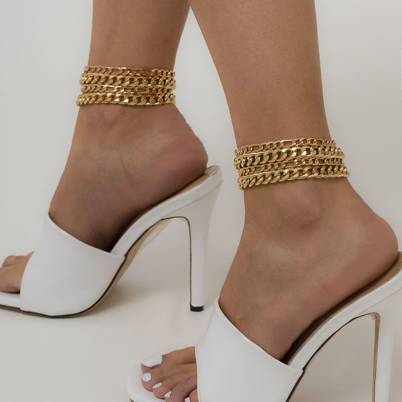 Simple Punk Metal Thin Chain Anklet