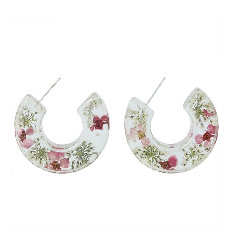 Retro Resin Inlaid Dried Flower Earrings