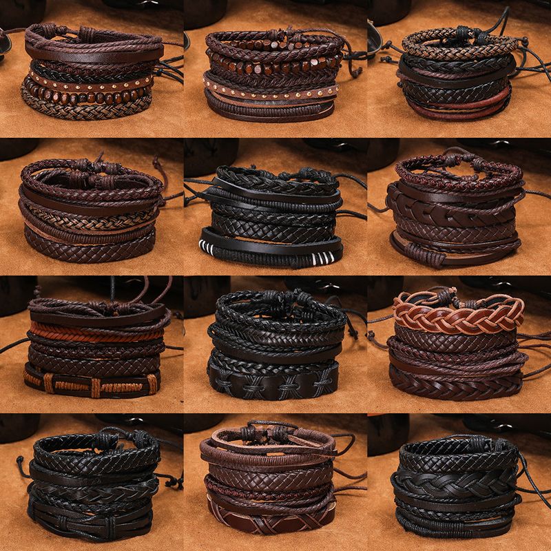 Retro Leather Multi-layer Braided Bracelet Five-piece Set