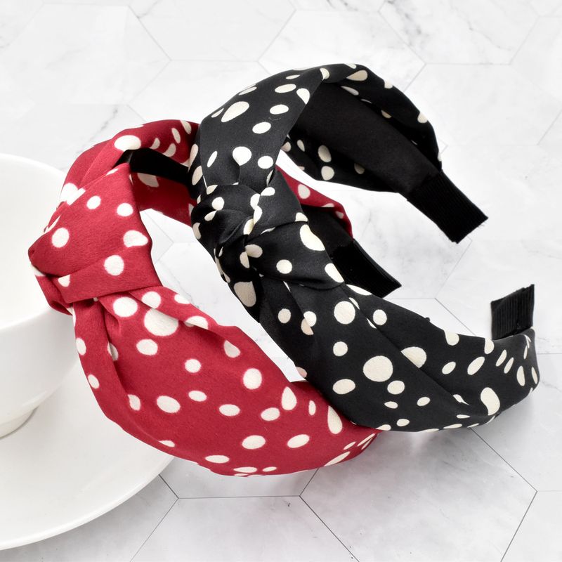 Fashion Silk Fabric Polka Dot Knotted Headband