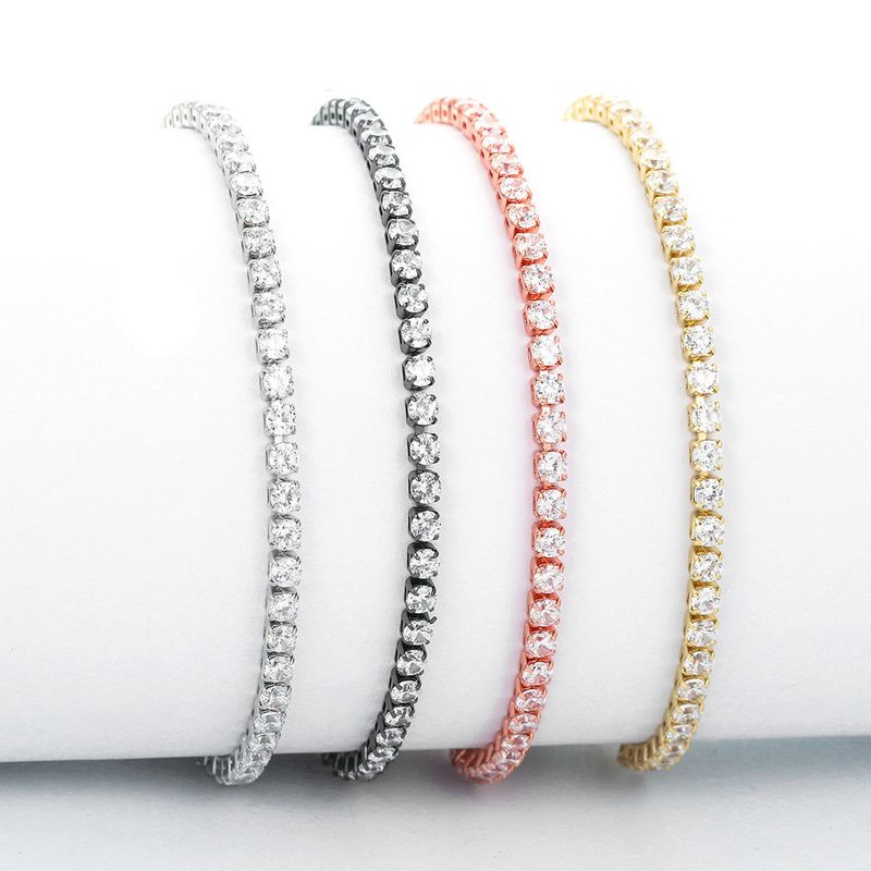 European And American Fashion New Style Zircon Bracelet Single Row Claw Inlaid Personality Simple Multi-color Adjustable Bracelet Factory Wholesale