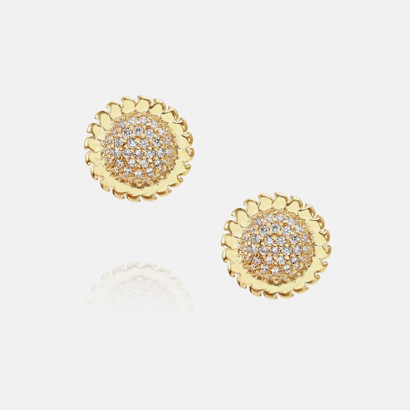 Wholesale Fashion Gold-plated Zircon Round Earrings