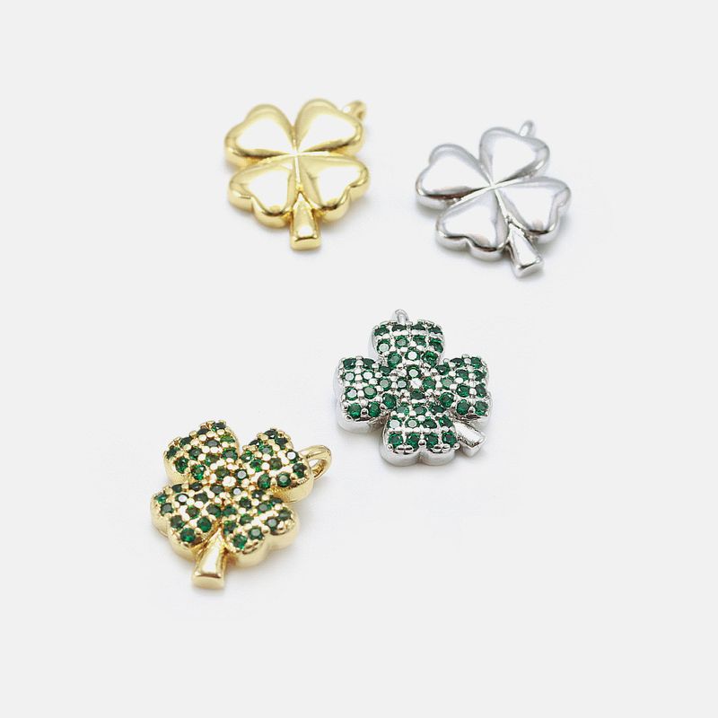 Foreign Trade Popular Style Graceful Personality Gold-plated Zircon Diy Four-leaf Clover Accessories Diy Plant Four-leaf Clover Accessories