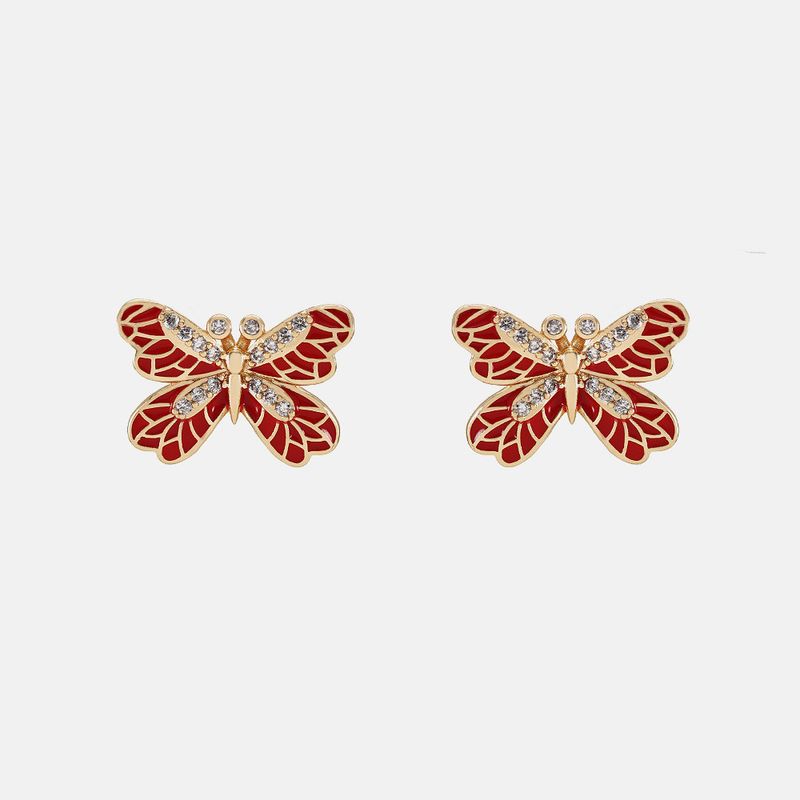 Fashion Butterfly Copper Zircon Earrings Wholesale