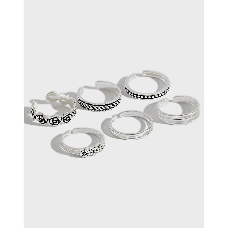 Korean Sterling Silver Six-piece Opening Ring