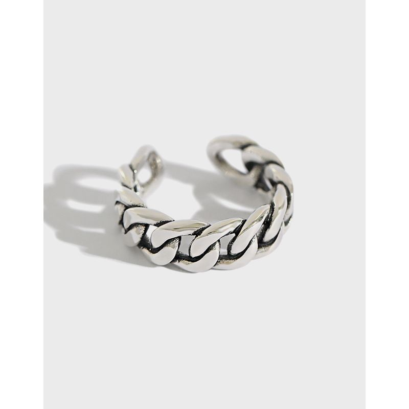 Korean Sterling Silver Thick Chain Opening Ring