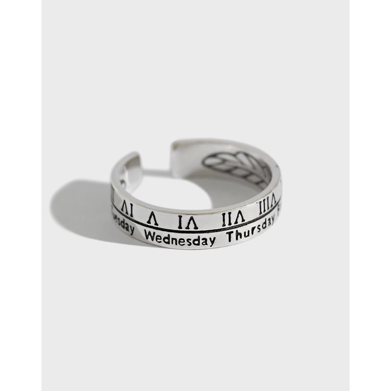 Korean Roman Numeral Sterling Silver Opening Ring