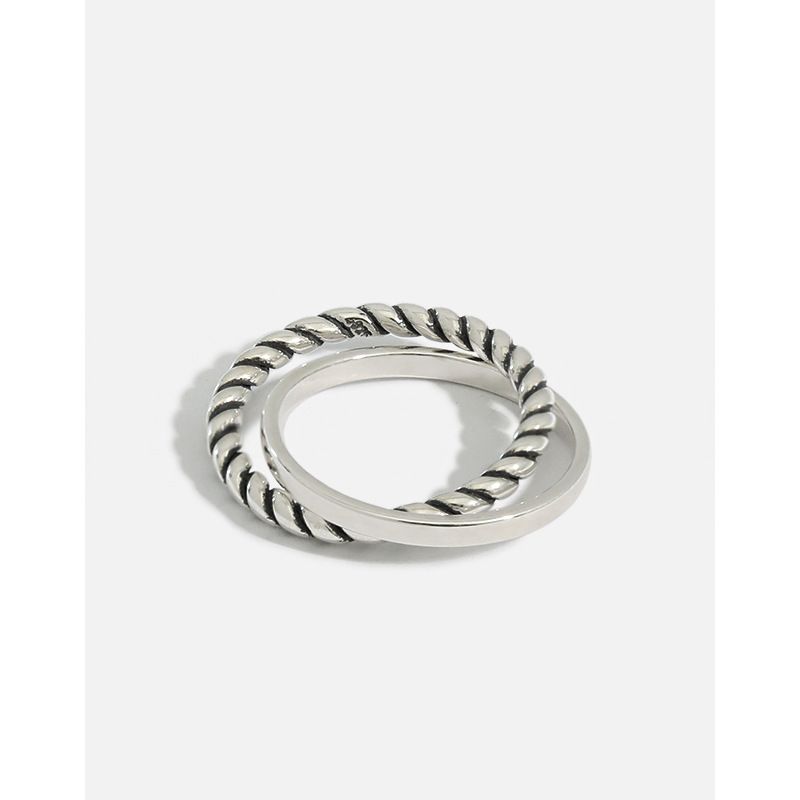 Retro Old Twist Double Cross Sterling Silver Ring