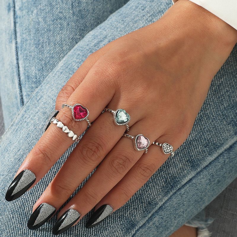 Fashion Retro Diamond Love Ring Set