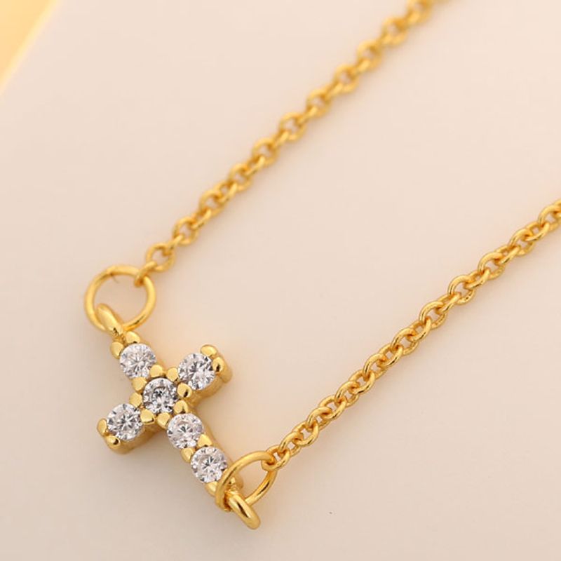 Korean Fashion Diamond Cross Necklace