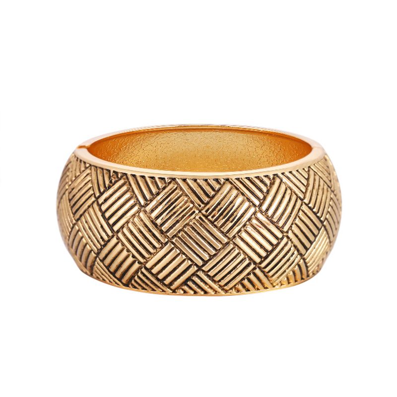 Fashion Wide-brimmed Cross-herringbone Pattern Alloy Bracelet