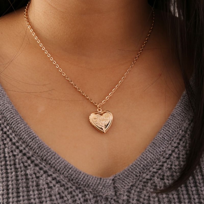 Simple Open Heart-shape Copper Necklace Earring Set