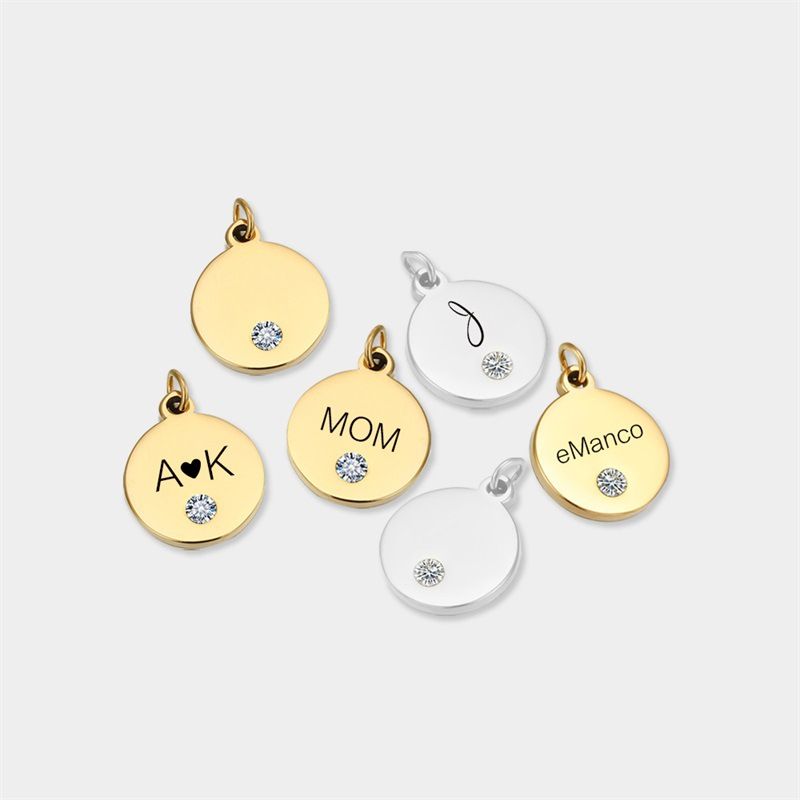 Accessoires De Pendentif En Acier Inoxydable Rond En Diamant De Mode En Gros