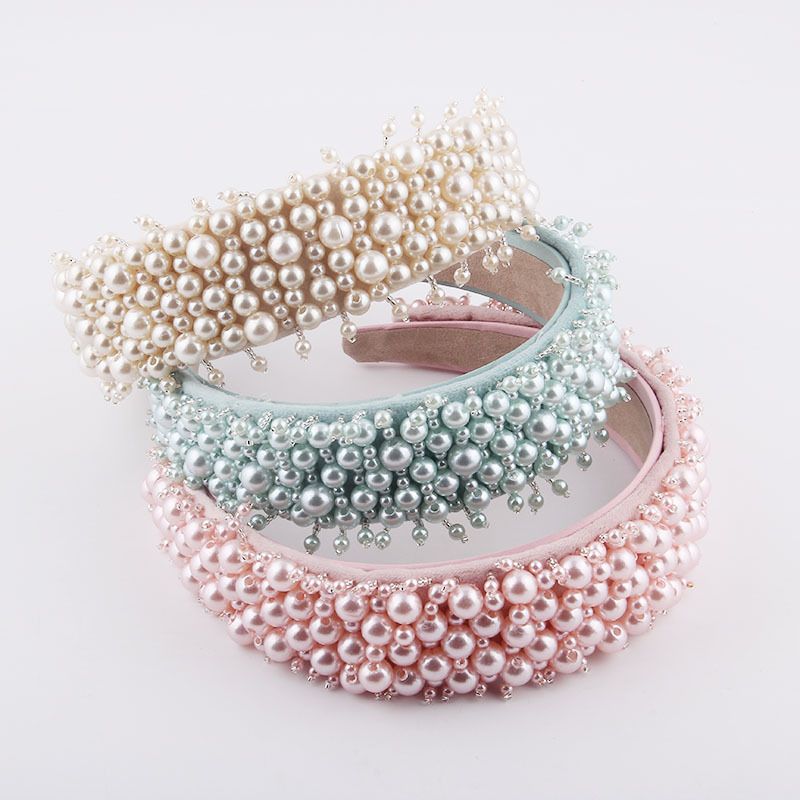 New Fashion Style Broad-brimmed Pearl Fringe Hairband
