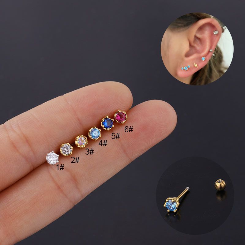 Ear Cartilage Rings & Studs Simple Style Geometric Copper Plating Artificial Gemstones