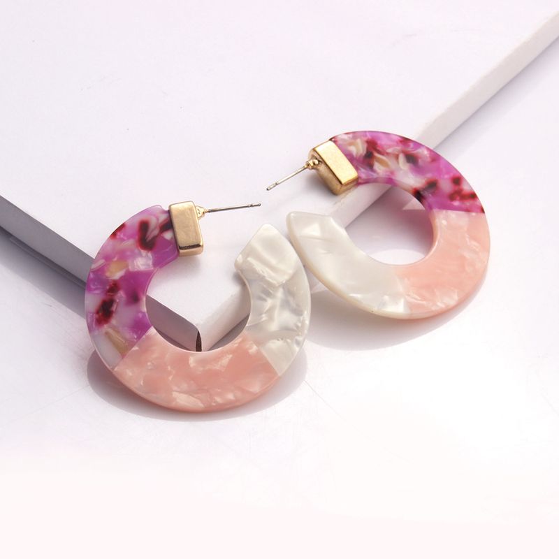 Fashion Three-color Stitching C-shaped Earrings