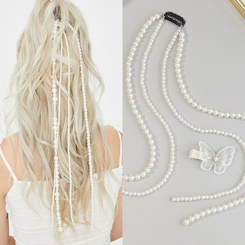 Korean Pearl Chain Cross Hairband
