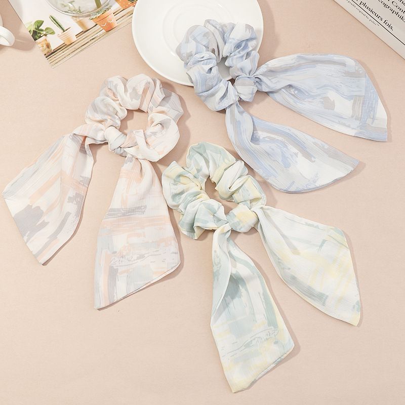 Korea Printing Bowknot Ribbon Hair Scrunchies