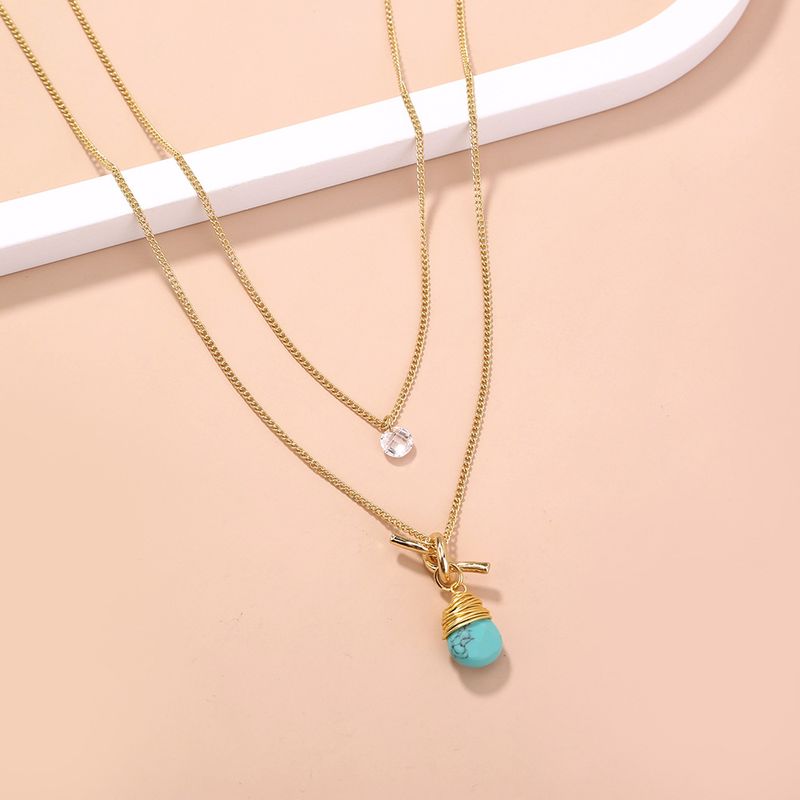 Simple Turquoise Water Drop Multi-layer Necklace