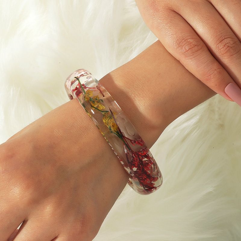 Nueva Pulsera De Flores De Resina Exagerada Creativa Retro