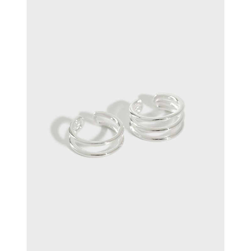 Korean S925 Sterling Silver Simple Three Layer Ear Clip