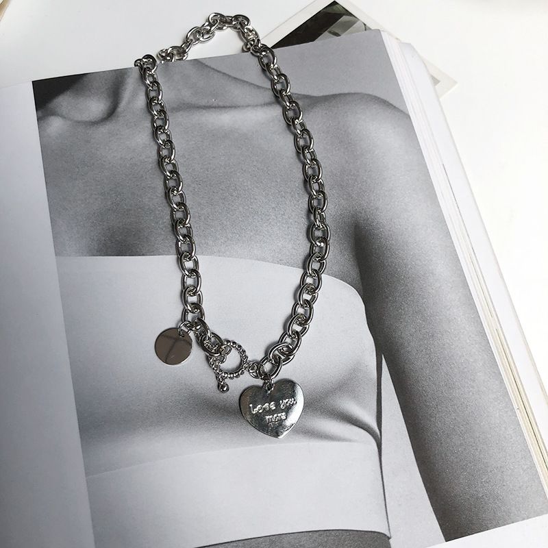 Hip-hop Chain Heart-shape Alloy Necklace Wholesale
